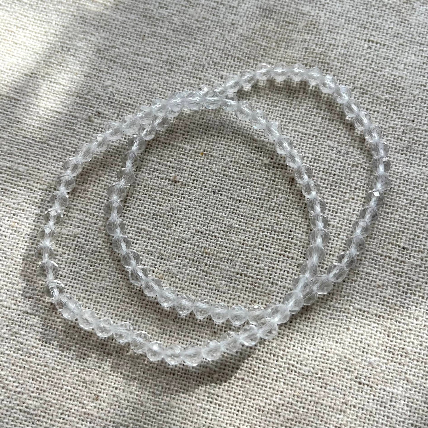 Clear Quartz 4mm Facet Beaded Bracelet - Master Healer