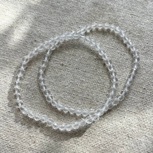 Clear Quartz 4mm Facet Beaded Bracelet - Master Healer