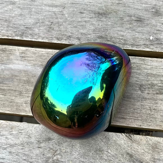 Titanium Aura Quartz Medium Rock Crystal - Vitality, Confidence, Joy