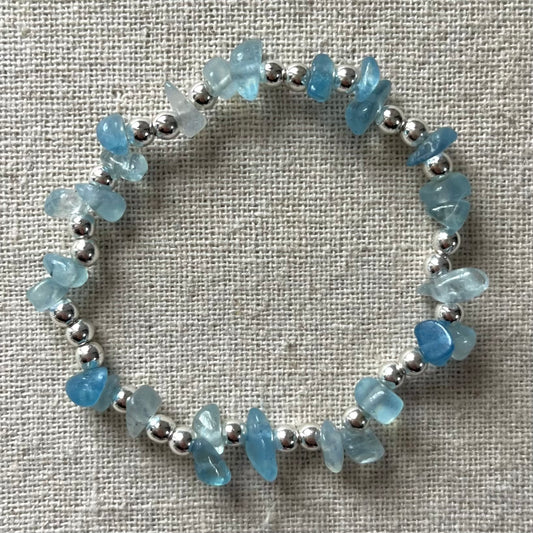 Pretty Protection Bracelet - Aquamarine & Silver Hematite
