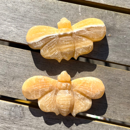 Orange Calcite Small Bee Crystal - Joy, Creativity, Vitality