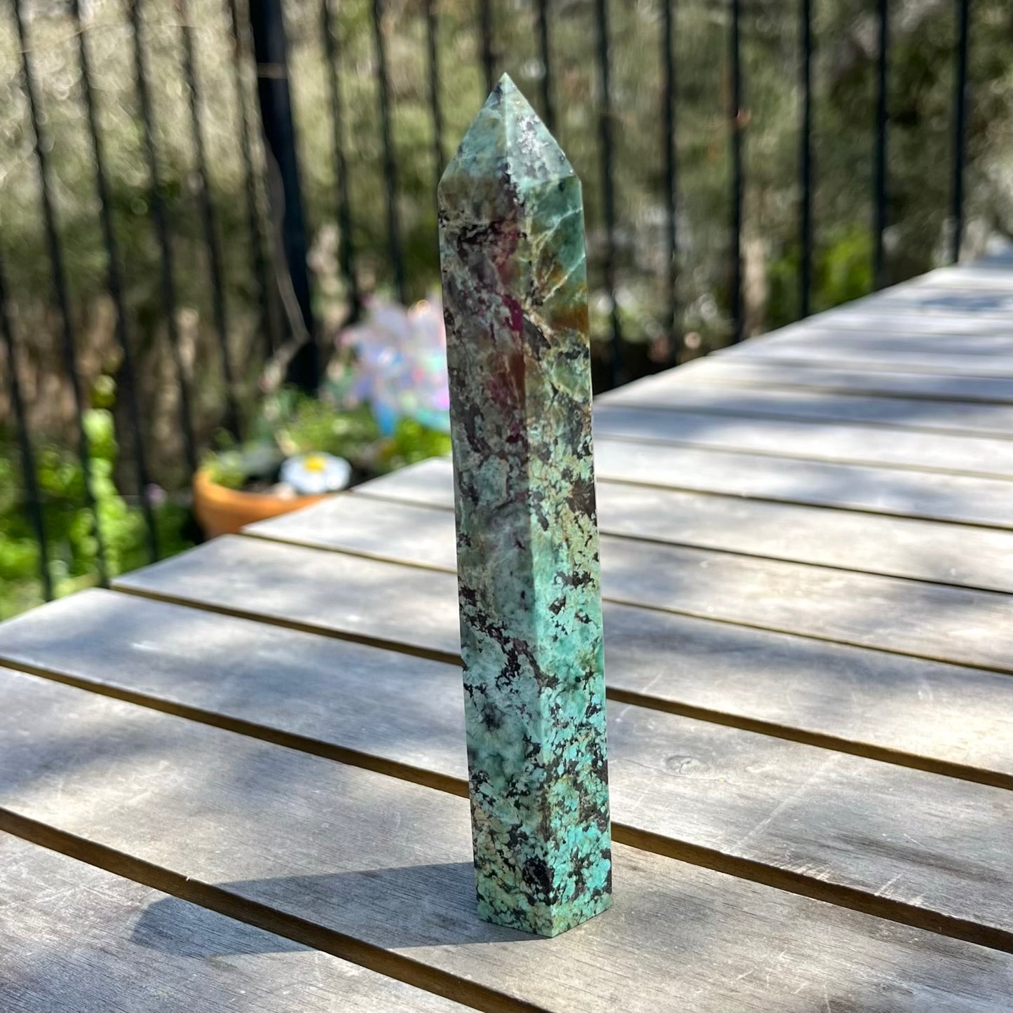 African Turquoise Medium Tower Crystal - Protective, Mystical, Transformative