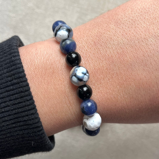 Serenity Bracelet - Blue Fire Agate, Sodalite & Obsidian