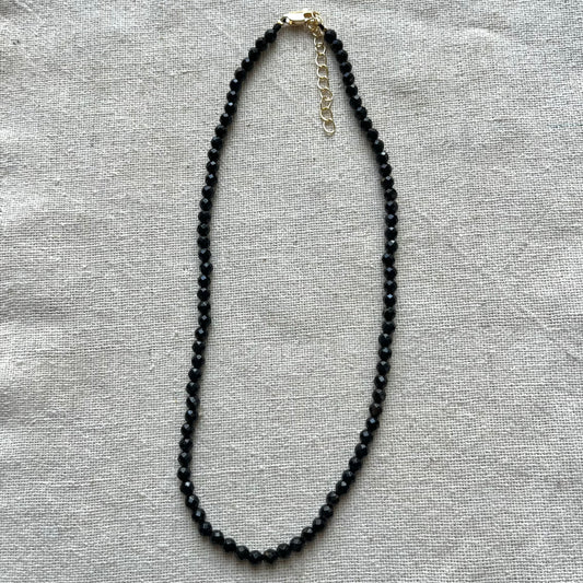 Onyx 4mm Facet Beaded Necklace - Confidence