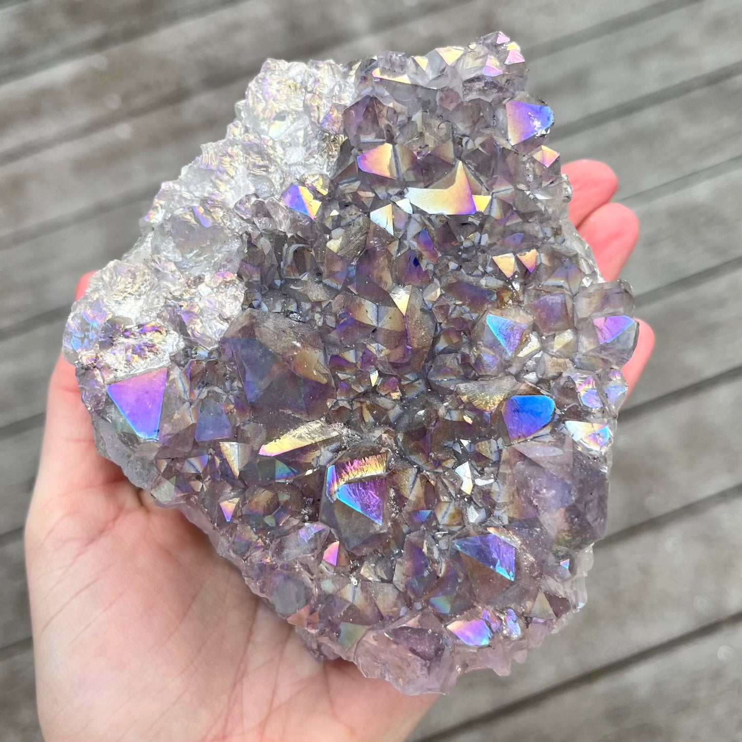 Amethyst Aura Quartz XL Raw Crystal - Vibrant, Uplifting, Spiritual