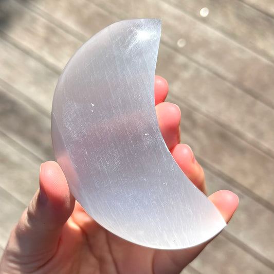 Selenite Moon Crystal - High Vibe, Protection, Spiritual Connection