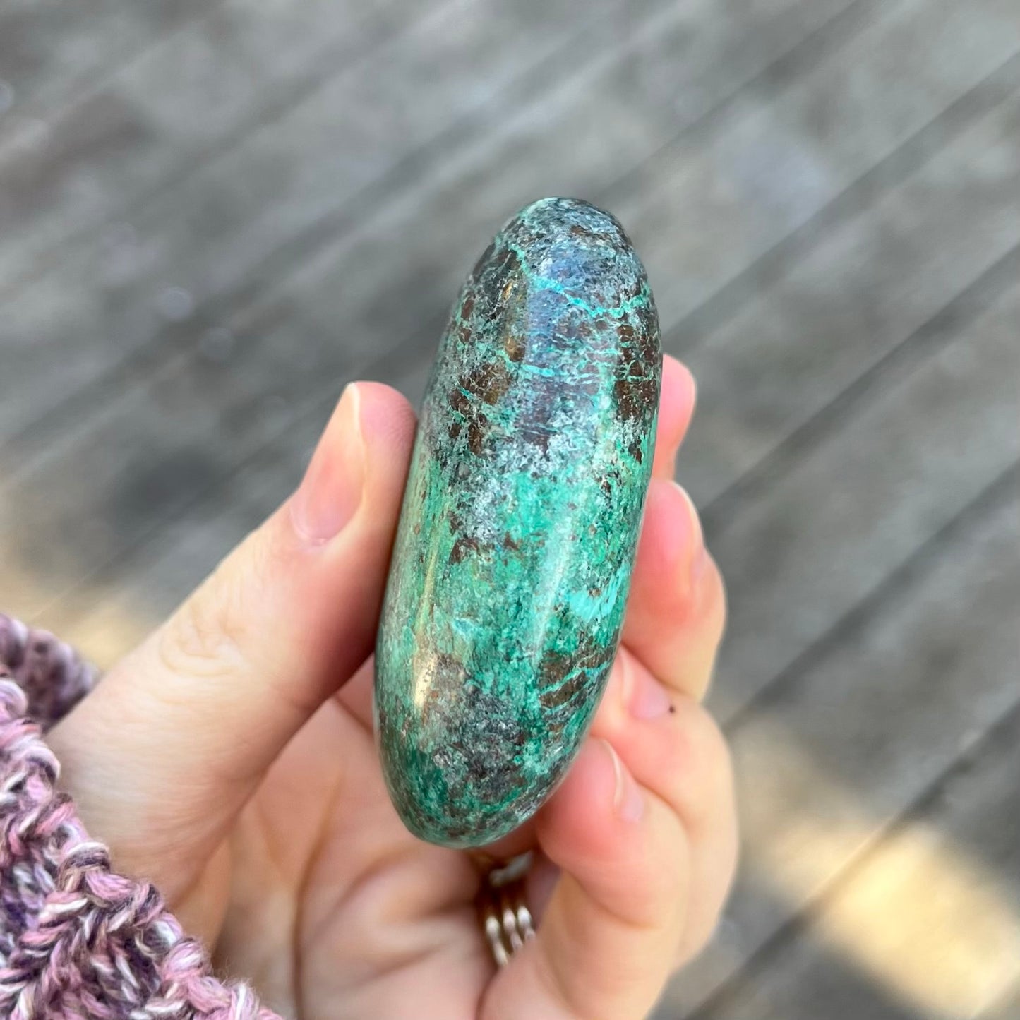 Malachite Chrysocolla Palm Stone Crystal - Positivity, Transformation