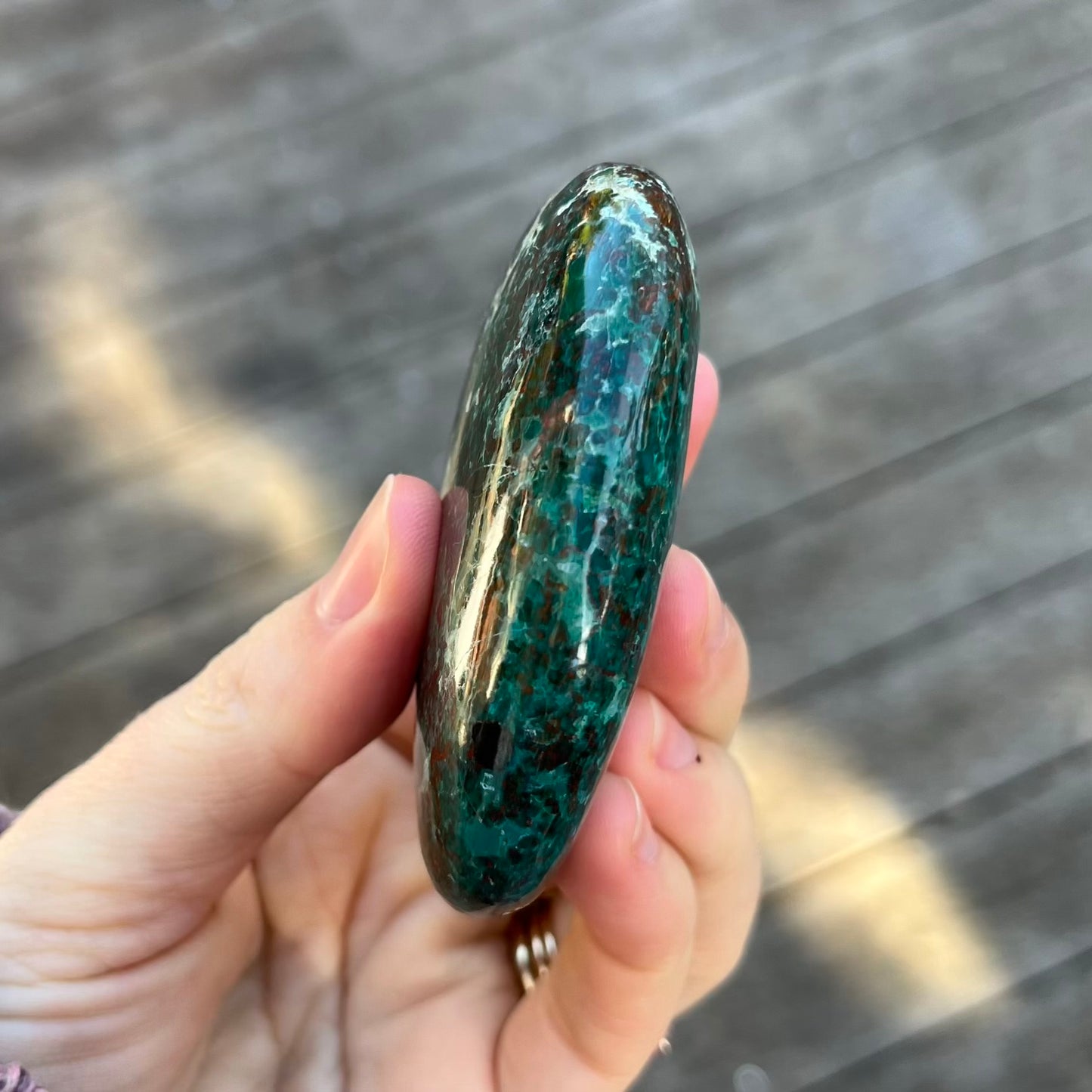 Chrysocolla Palm Stone Crystal - Emotional Healing, Inner Wisdom