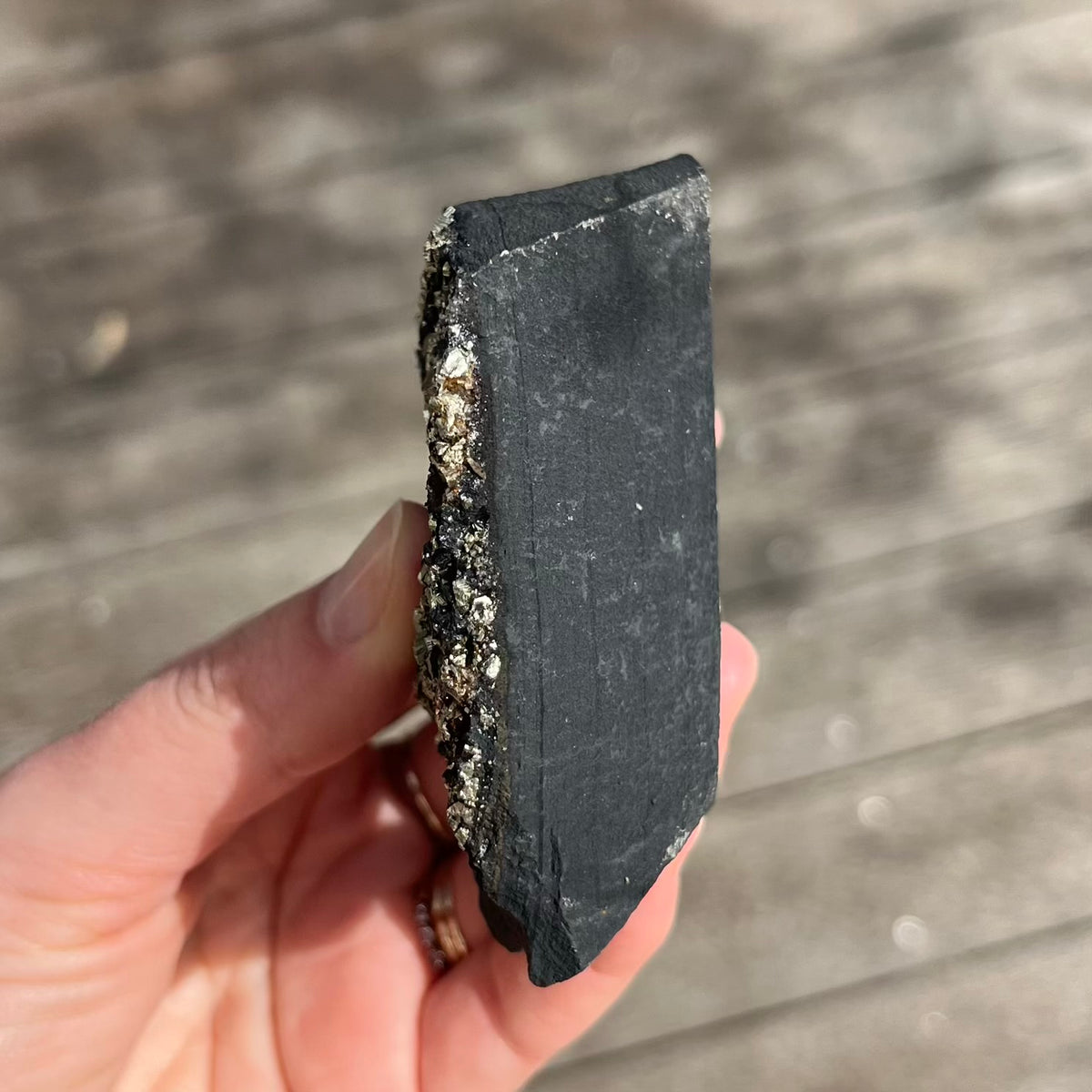 Pyrite on Shungite Raw Crystal - Abundance, Protection