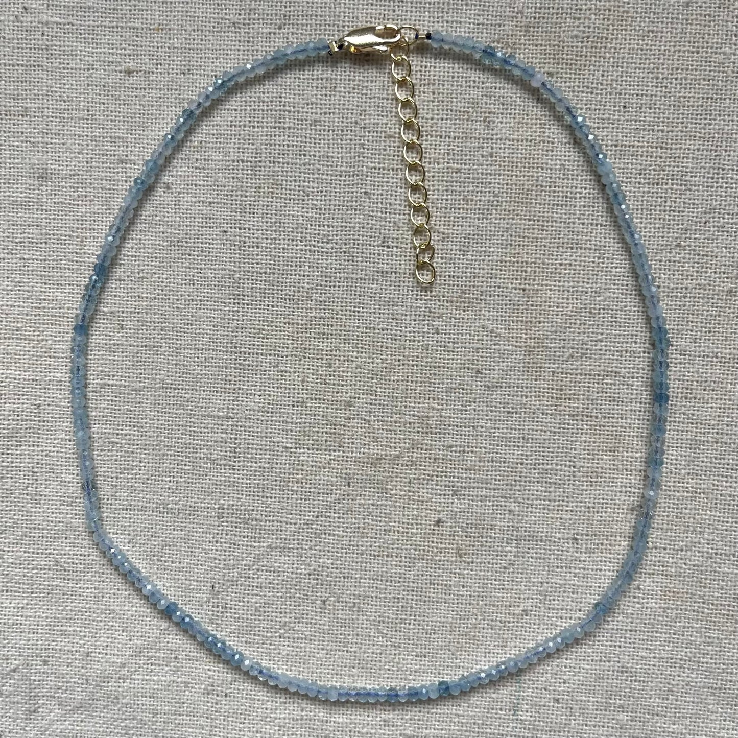 Aquamarine 3mm Facet Beaded Necklace - Calm