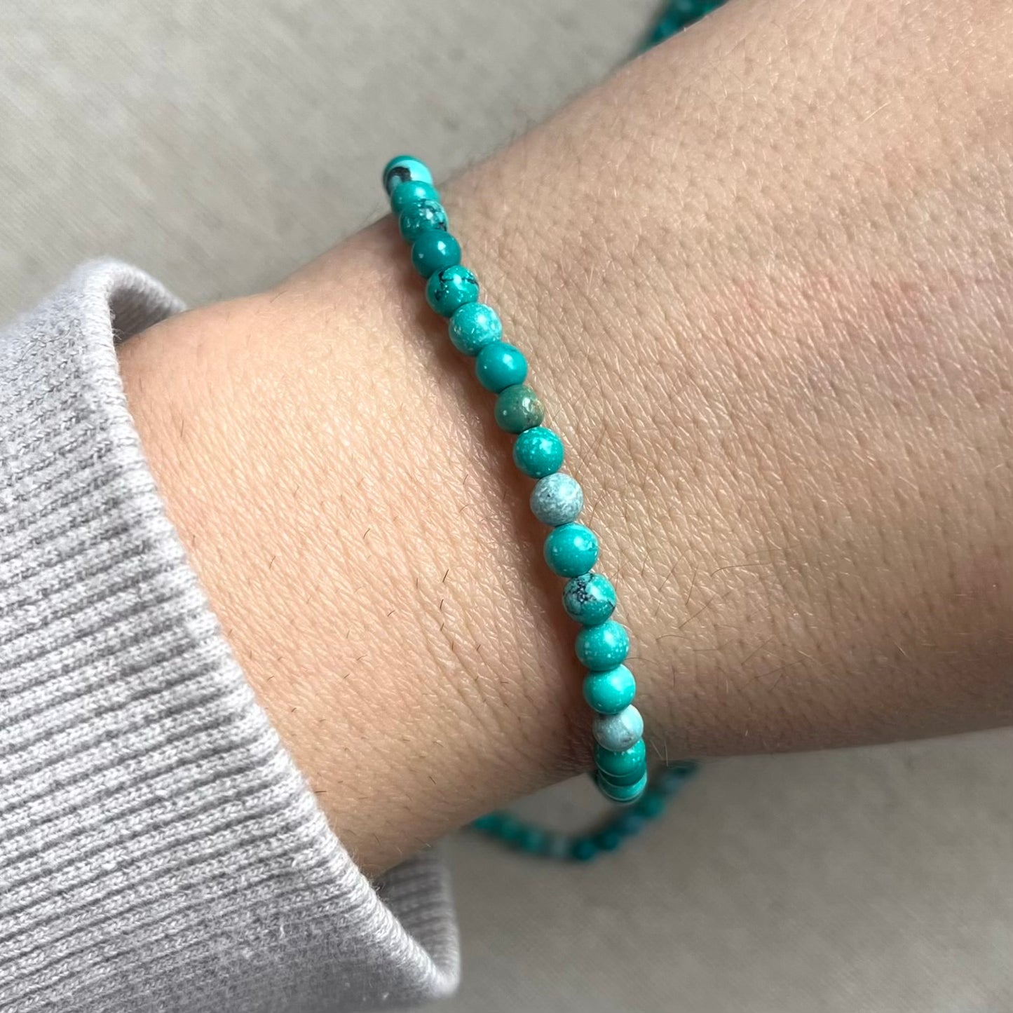 Turquoise 4mm Beaded Bracelet - Wisdom
