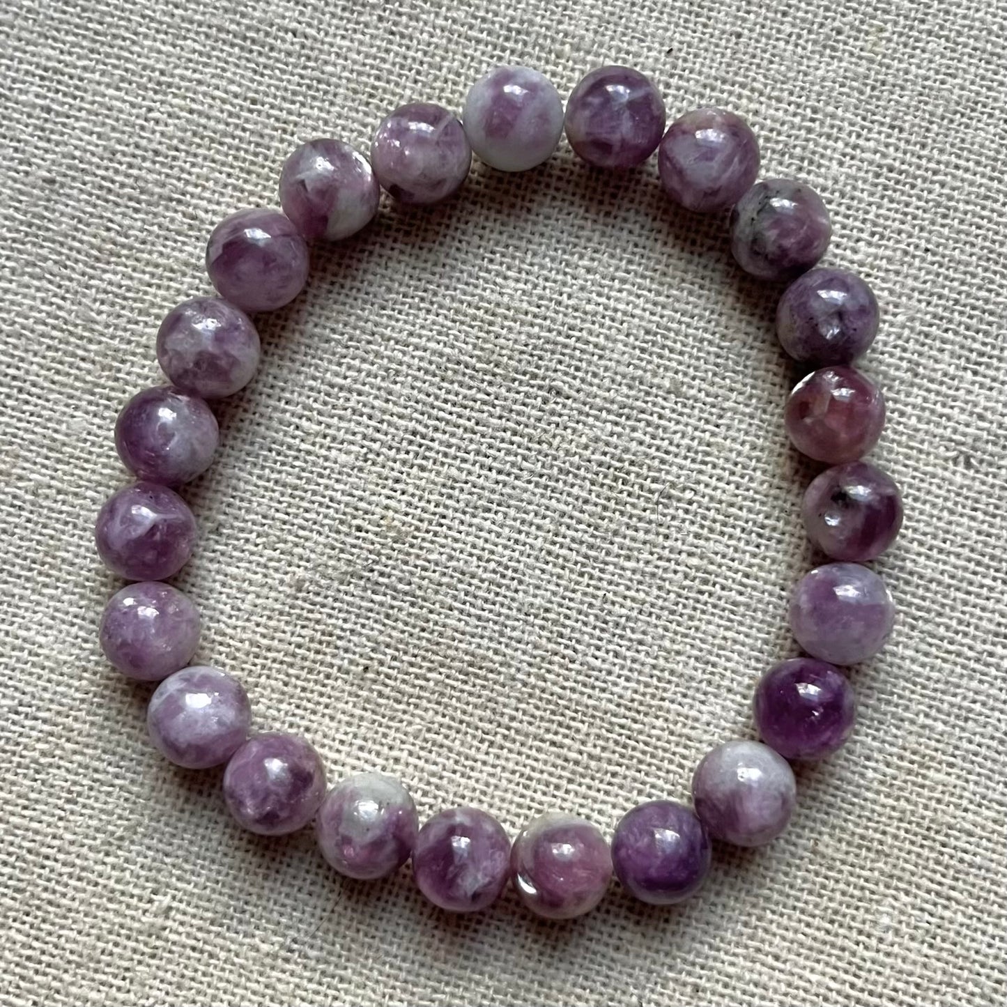 Lepidolite 8mm Beaded Bracelet - Calm