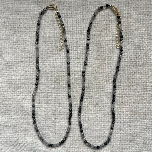 Black Rutilated Quartz 3mm Beaded Necklace - Protection