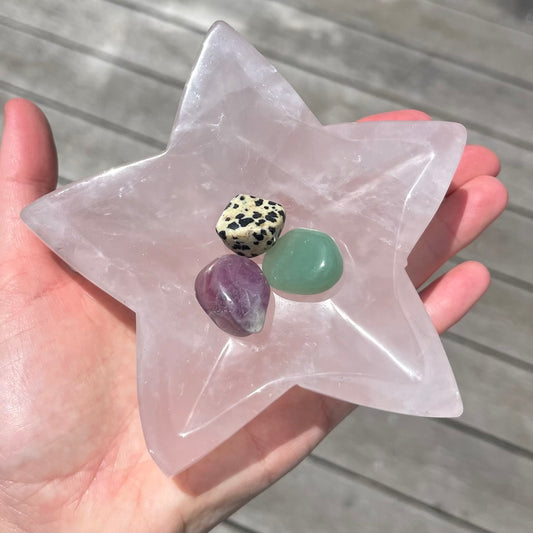 Rose Quartz Large Star Crystal Dish - Unconditional Love, Emotional Healing