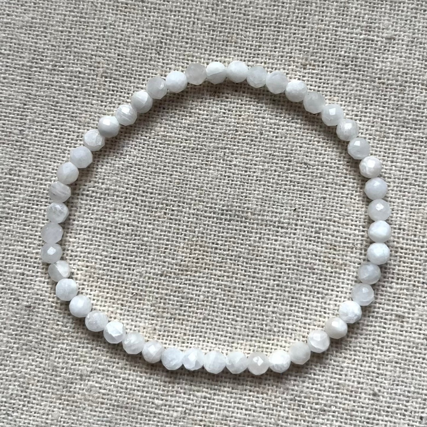 Moonstone 4mm Facet Beaded Bracelet - Intuition