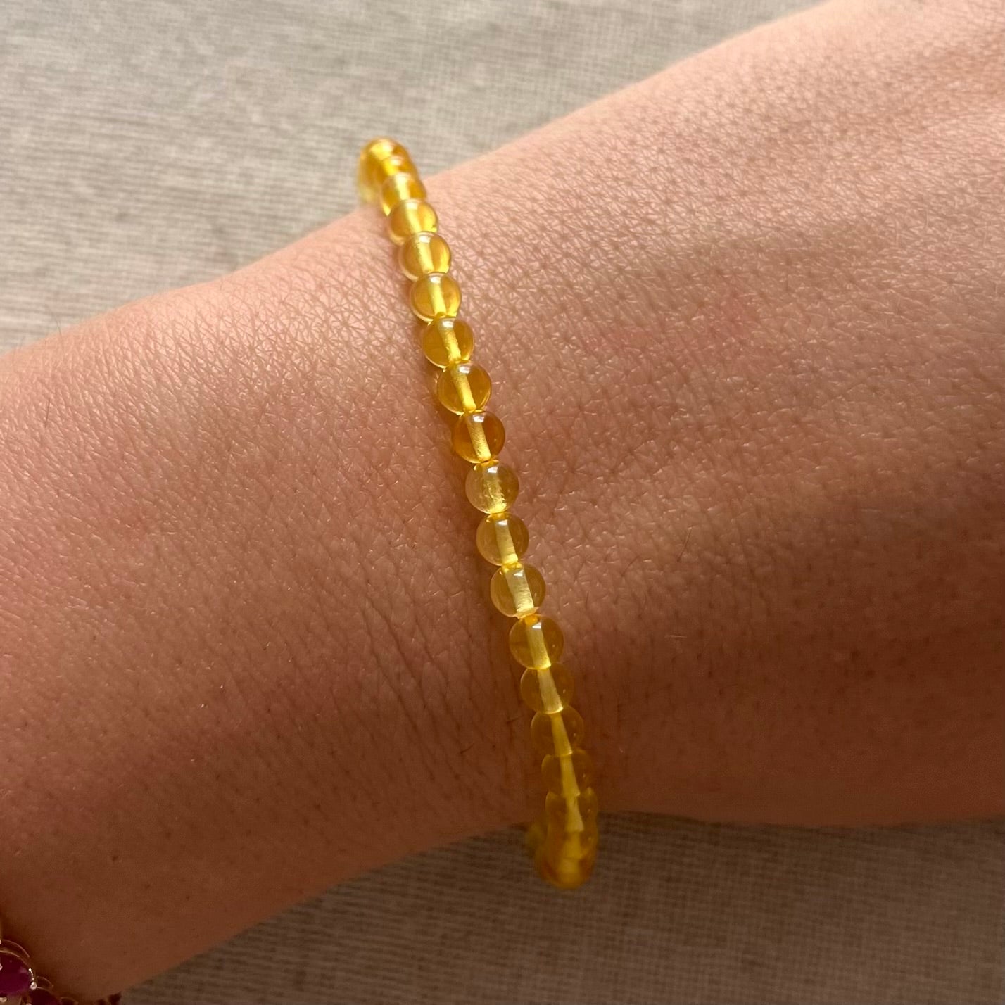 Amber 4mm Beaded Bracelet - Uplifting