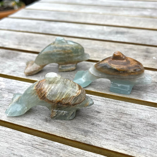 Blue Onyx Small Dolphin Crystal - Calm, Peace, Grounding