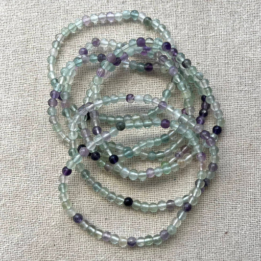 Rainbow Fluorite 4mm Beaded Bracelet - Clarity