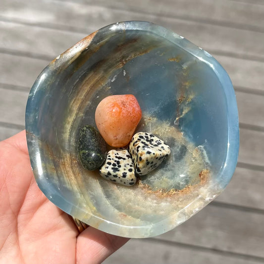 Blue Onyx Medium Crystal Bowl - Calm, Peace, Grounding