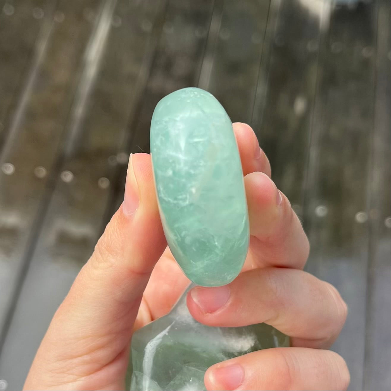Green Fluorite Heart Crystal - Calm, Cleansing, Harmony