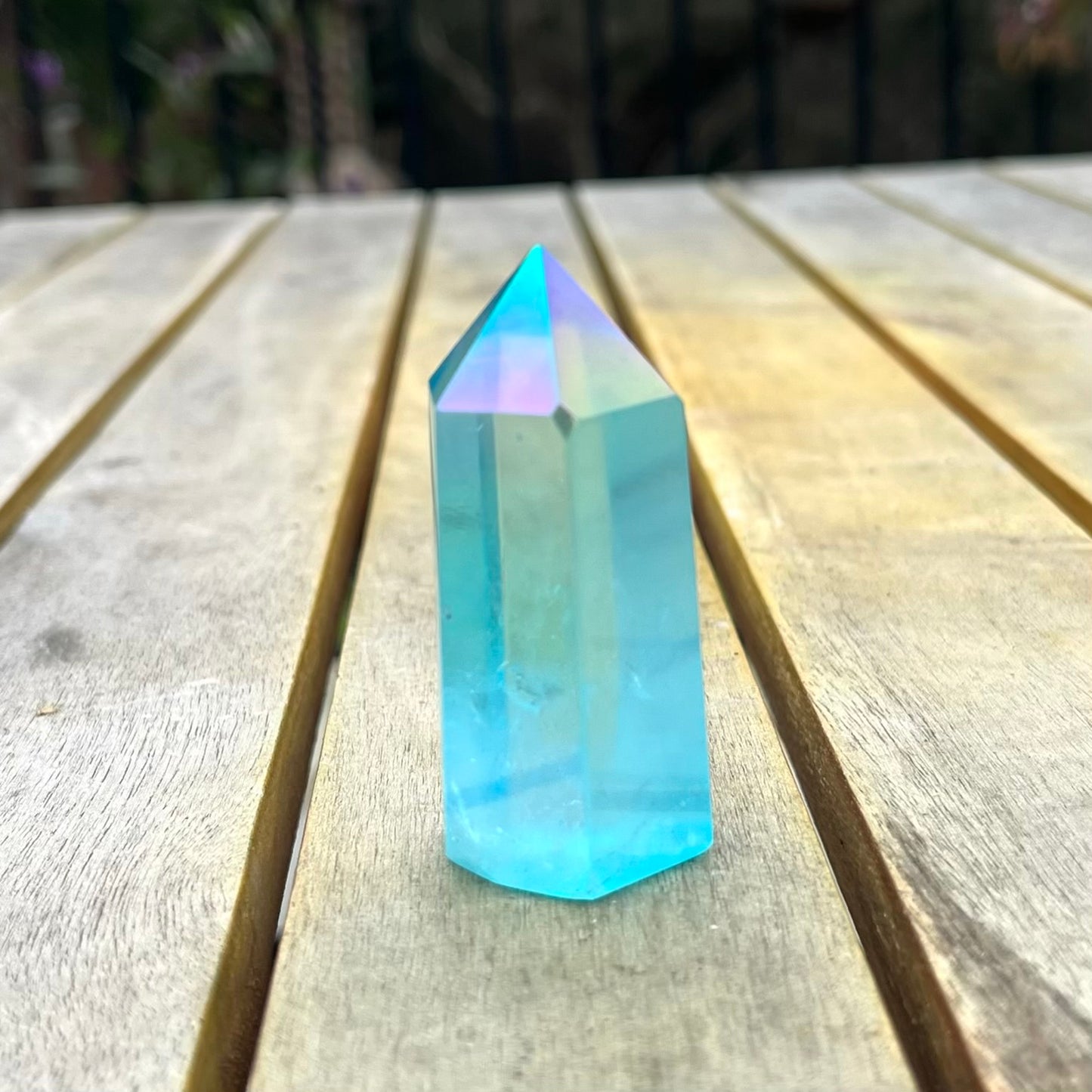 Aqua Angel Aura Quartz Small Point Crystal - Joy, Ethereal, Emotional Healing