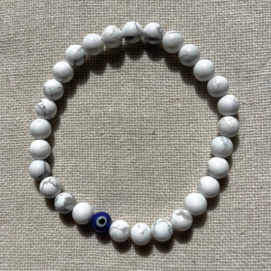 Protection Evil Eye Bracelet - Howlite 6mm