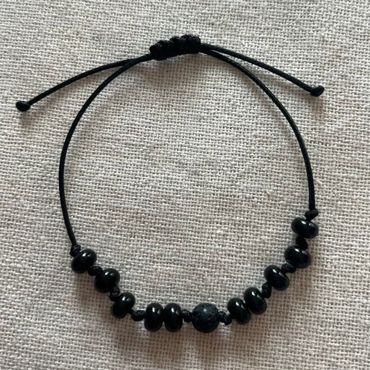 Grounding Cord Bracelet - Onyx & Lava Stone