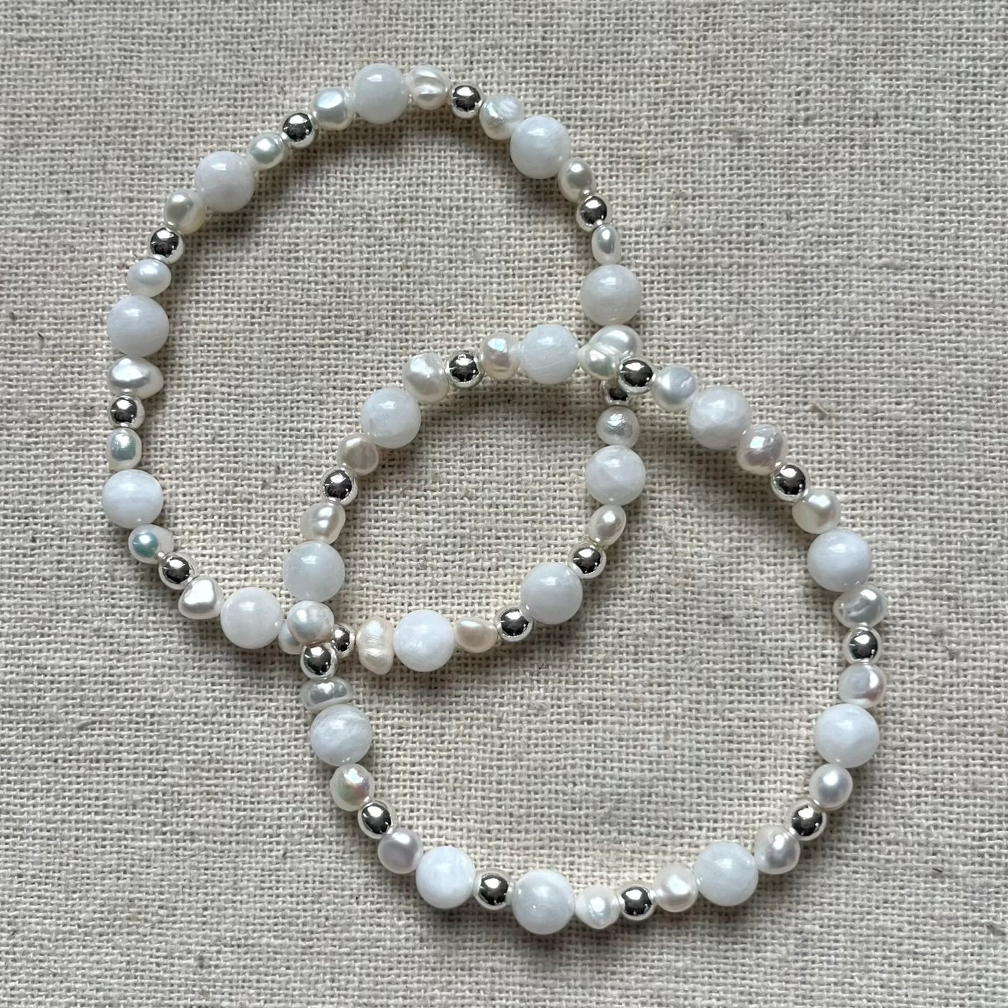 Aura Love Bracelet - Moonstone, Hematite & Freshwater Pearl