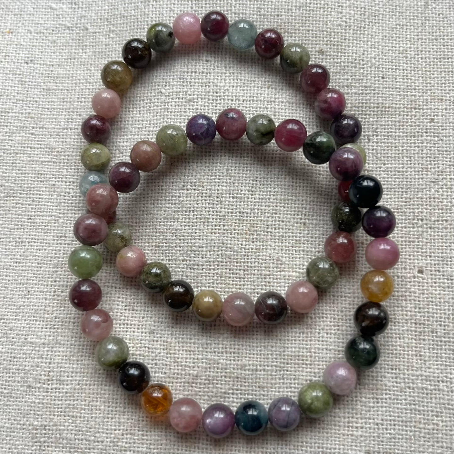 Rainbow Tourmaline 6mm Beaded Bracelet - Alignment