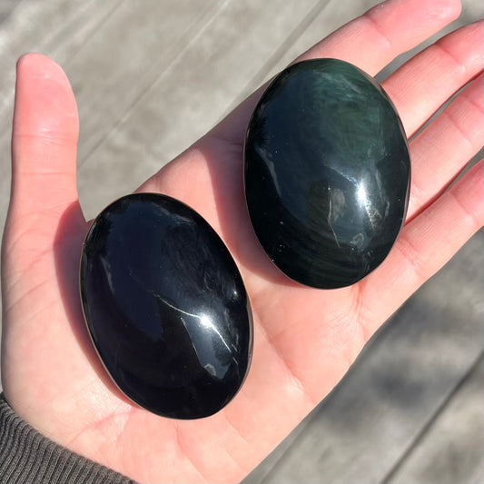 Rainbow Obsidian Palm Stone Crystal - Protection, Grounding, Power