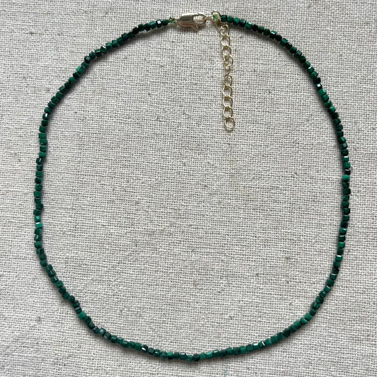 Malachite 2mm Facet Beaded Necklace - Transformation