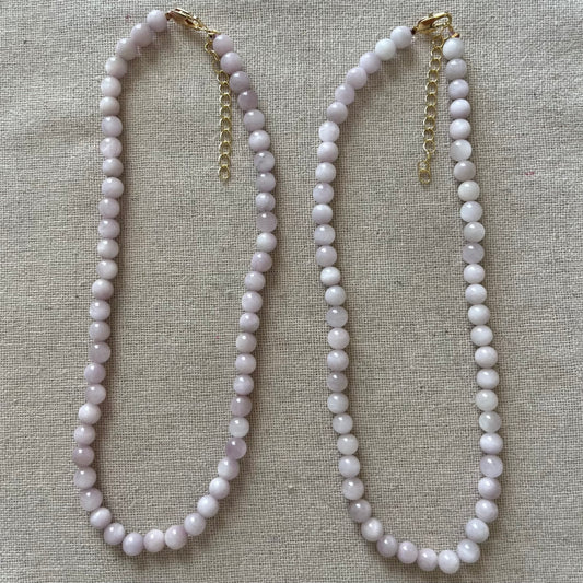 Kunzite 6mm Beaded Necklace - Emotional Healing