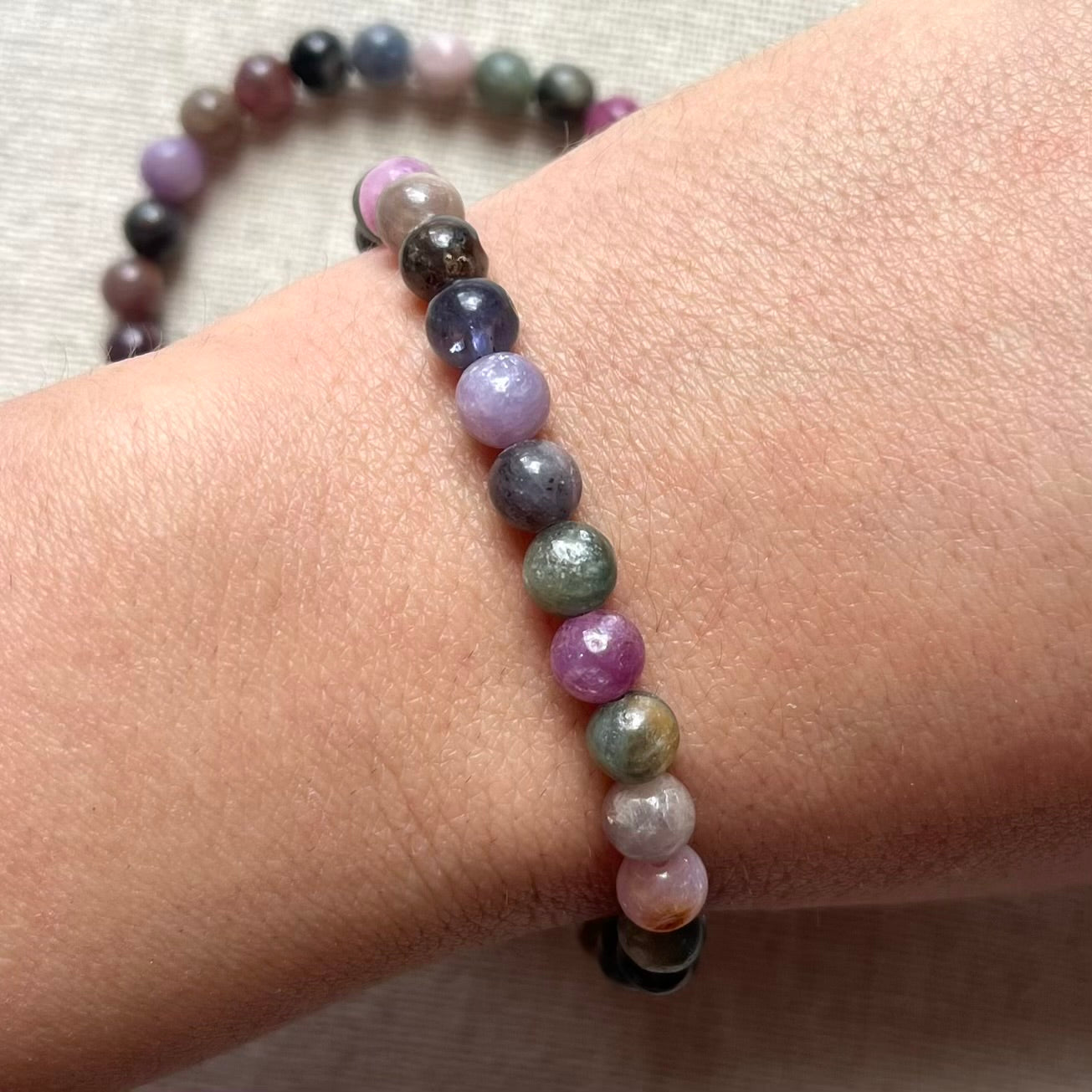 Ruby & Sapphire Mix 6mm Beaded Bracelet - Empowerment