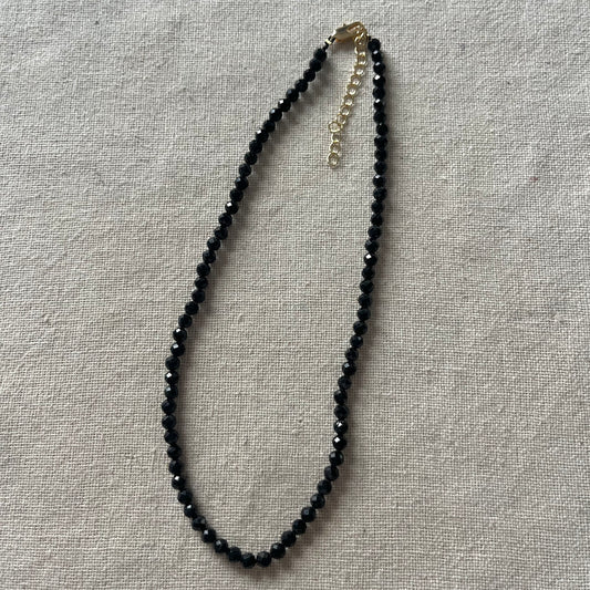 Black Tourmaline 4mm Facet Beaded Necklace - Purification