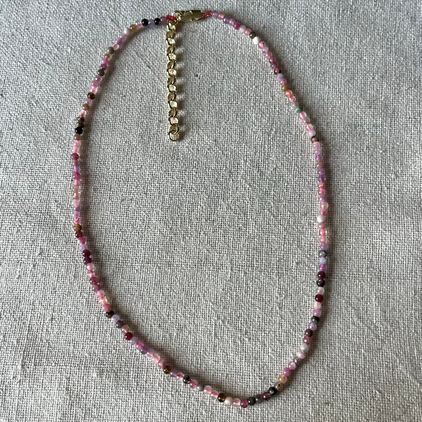 Rainbow Tourmaline 3mm Beaded Necklace - Alignment