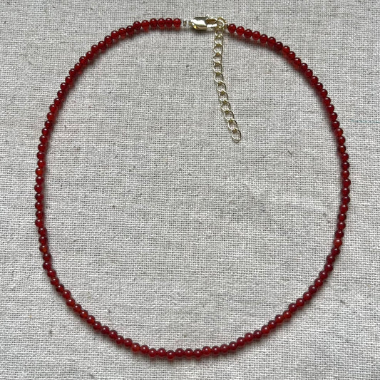 Carnelian 3mm Beaded Necklace - Vitality