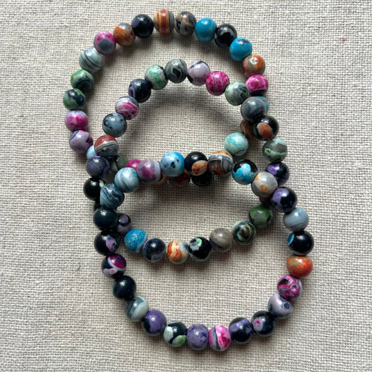 Rainbow Fire Agate 8mm Beaded Bracelet - Courage