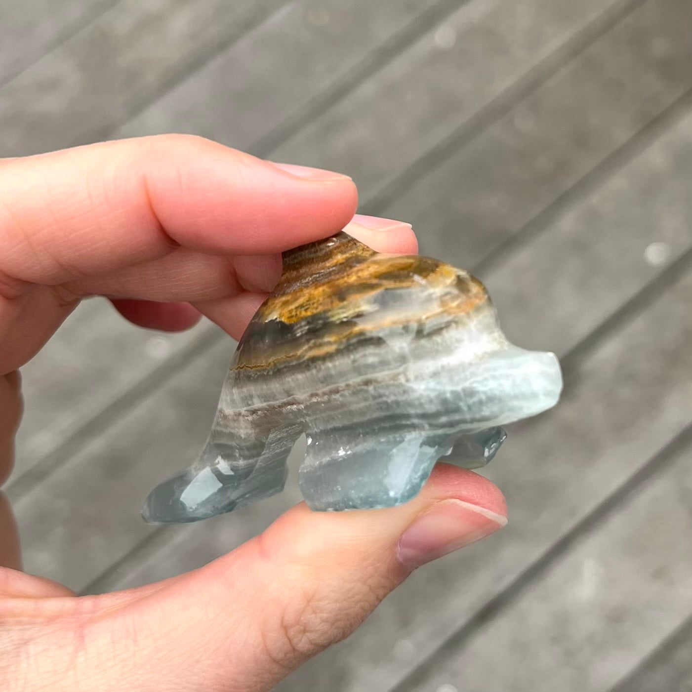 Blue Onyx Small Dolphin Crystal - Calm, Peace, Grounding