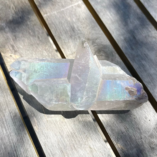 Angel Aura Quartz Medium Raw Point Crystal - Ethereal, Uplifting, High-Vibe