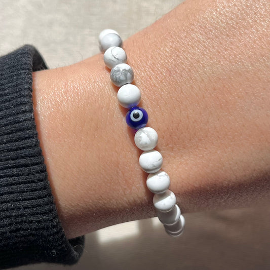 Protection Evil Eye Bracelet - Howlite 6mm