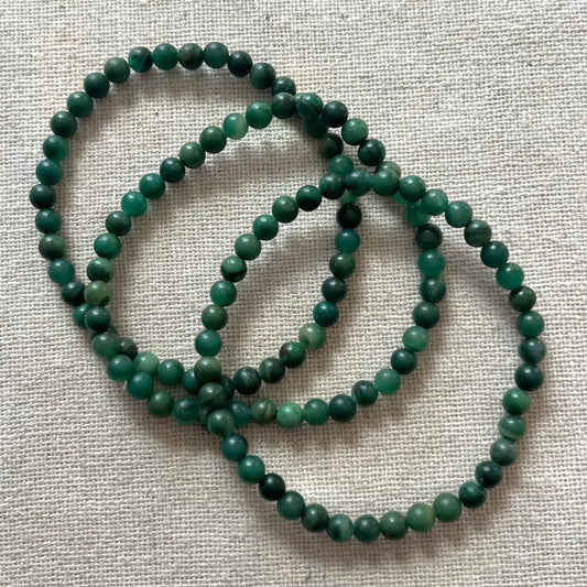 Green Jade 4mm Beaded Bracelet - Luck