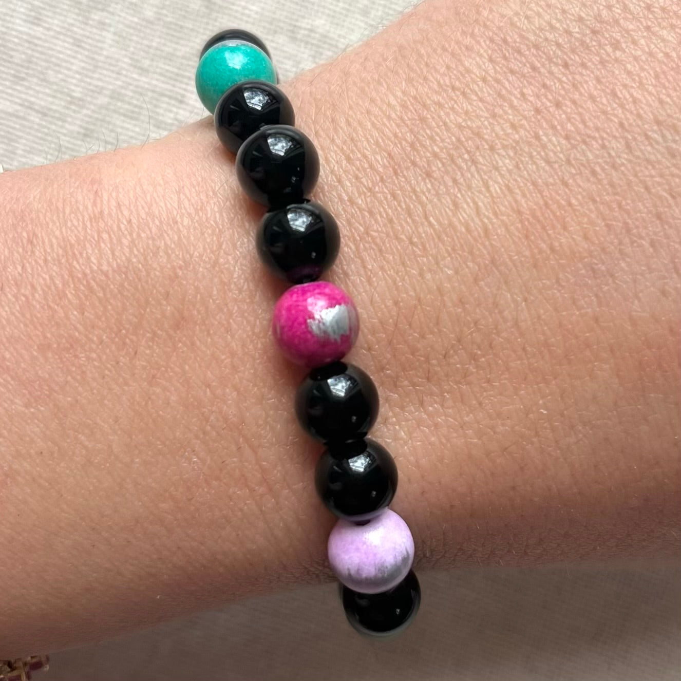 Unicorn Bracelet - Obsidian & Coloured Jade
