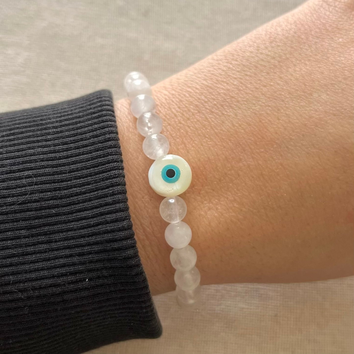 Aegean Evil Eye Protection Bracelet - White Jade