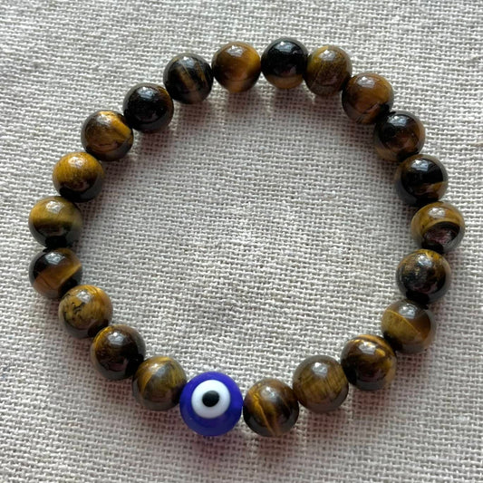 Protection Evil Eye Bracelet - Tiger Eye 8mm