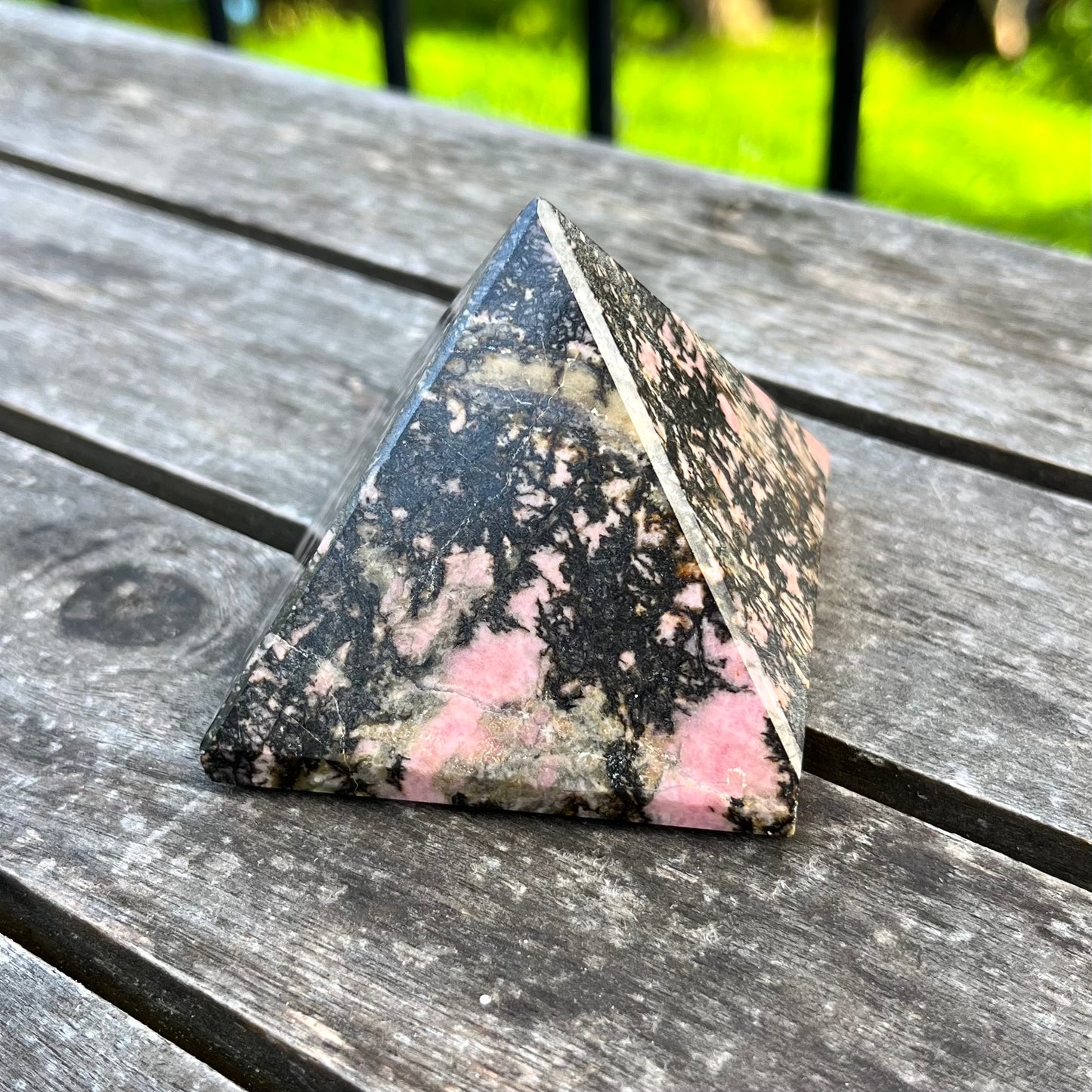 Rhodonite Medium Pyramid Crystal - Compassion, Love