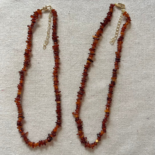 Amber Chip Beaded Necklace - Uplifting