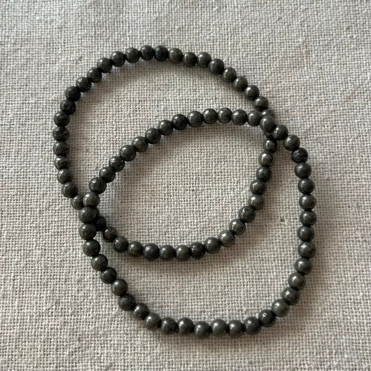 Pyrite 4mm Beaded Bracelet - Wealth