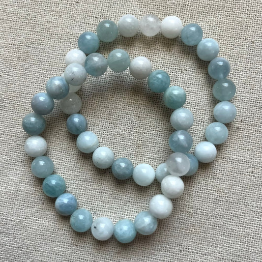 Aquamarine 8mm Beaded Bracelet - Calm