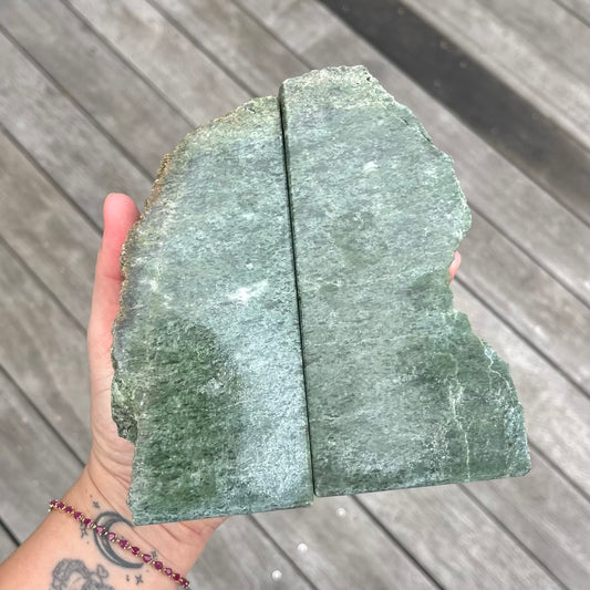 Jadeite Crystal Bookend Pair - Balance, Stability