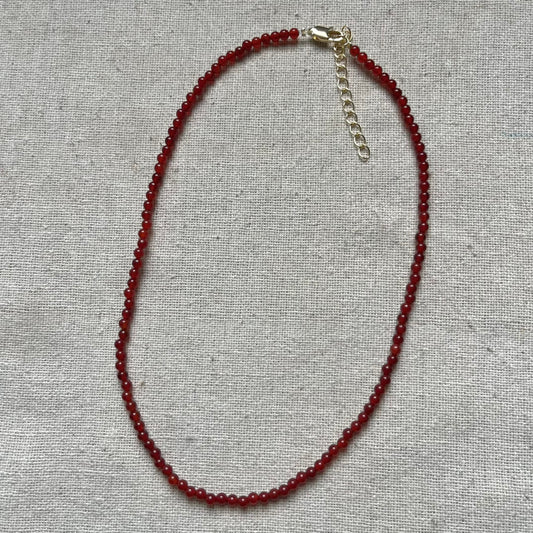 Carnelian 3mm Beaded Necklace - Vitality